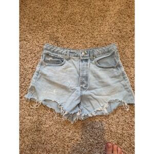 Wild Fable Light Wash Highest Rise Cutoff Denim Shorts Size 10 Distressed Frayed